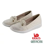 SNAIL蝸牛_金蔥蝴蝶結水鑽輕量懶人休閒鞋EU35金色