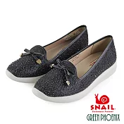 SNAIL蝸牛_金蔥蝴蝶結水鑽輕量懶人休閒鞋EU35黑色