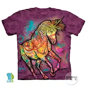 【摩達客】美國進口The Mountain 彩繪獨角獸 純棉環保短袖T恤 L紫色