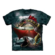 【摩達客】美國進口The Mountain 展翅蛇皮龍 純棉環保短袖T恤S藍色