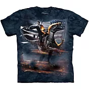 【摩達客】美國進口The Mountain 雷根迅猛龍 純棉環保短袖T恤S藍色