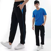 【遊遍天下】MIT男款休閒抗UV吸濕排汗運動長褲(P0002)M黑水藍