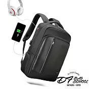 DF BAGSCHOOL - 男士商務休閒RFID智能多功能電腦後背包黑