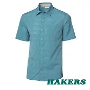 【HAKERS 哈克士】男 抗UV快乾短袖襯衫(煙藍/鷹灰 二色可選)S煙藍