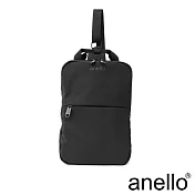anello NESS 質感素色兩層式防潑水單肩背包 黑色