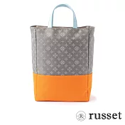 russet 限量CANDLE系列緹花布手提/斜背兩用包-灰/橘