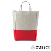 russet 限量CANDLE系列緹花布手提/斜背兩用包-米/紅
