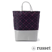 russet 限量CANDLE系列緹花布手提/斜背兩用包-紫/淺灰