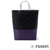russet 限量CANDLE系列緹花布手提/斜背兩用包-黑/深紫