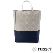 russet 限量CANDLE系列緹花布手提/斜背兩用包-米/藍