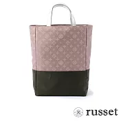 russet 限量CANDLE系列緹花布手提/斜背兩用包-煙燻粉/咖