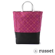 russet 限量CANDLE系列緹花布手提/斜背兩用包-桃紅/黑