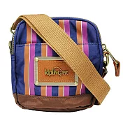 KIPLING三色條紋防水斜背方包-藍駝紫條紋（現貨＋預購）藍駝紫條紋