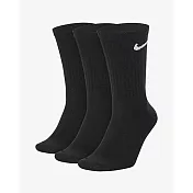 NIKE EVERYDAY LTWT中統襪 男/女 3入組S黑色