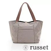 russet經典系列緹花布雙面用拖特包- 米/淺藍