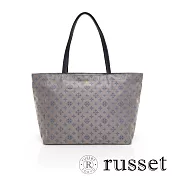 russet 經典系列緹花布PALETTE拉鍊托特包 (中)- 灰/藍