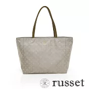 russet 經典系列緹花布PALETTE拉鍊托特包 (中)- 米/淺綠