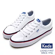 【Keds】JUMP KICK 男友風滾邊綁帶休閒鞋US6白