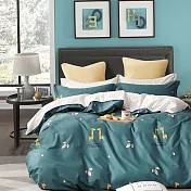 【eyah宜雅】台灣製200織紗天然純棉單人床包新式兩用被四件組-庭院深深