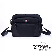 DF BAGSCHOOL - 韓版男士商務通勤休閒款大容量多空間斜背包黑色