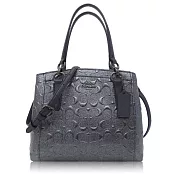 COACH 壓紋漆皮 / MINETTA 小款 / 斜背兩用包深藍