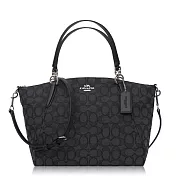 COACH 織布緹花 / Kelsey 中款 / 手提兩用包黑灰