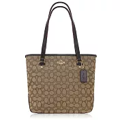 COACH 織布緹花 / 中款 / 肩背托特包卡其咖