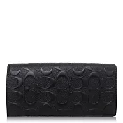 COACH 壓紋皮革 / 胸前口袋 對折長夾黑色