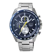 SEIKO 商務型男時尚三眼腕錶-銀X藍