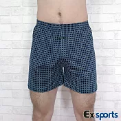 Ex-Sports亞克仕 男仕內褲 韓國進口100純棉 藍格調(2件)2件-臀95cm