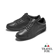TRAVEL FOX(女) 晨曦的陪伴 柔軟牛皮綁帶低筒運動休閒鞋EU35 活力黑