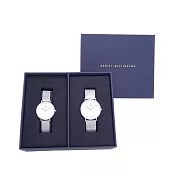 DW Daniel Wellington 經典中的米蘭風格優質對錶-白面+銀殼/36/32mm-DW00100306/DW00100164