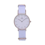 DW Daniel Wellington 經典中的珍貴收藏時尚優質腕錶-白色帆布+玫瑰金/32mm-DW00100311