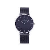 DW Daniel Wellington 經典中的黑色米蘭帶風格時尚優質腕錶-黑+銀/36mm-DW00100308