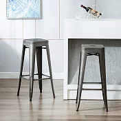 [E-home]Yanni亞尼工業風可堆疊金屬吧檯椅-高76cm-槍色