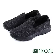 ◤Green Phoenix◥男款混色不織布平底輕量健走鞋/休閒鞋EU40黑色