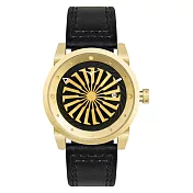 ZINVO 時尚皮革渦輪機械腕錶-黑X金