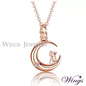 Wings 精鍍玫瑰金項鍊《月亮上的精靈小貓》｜輕奢設計款  玫瑰金色