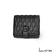 ˈkanvəs | 小香風 柔軟皮質衍縫帶鏡化妝包 Maia黑