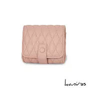 ˈkanvəs | 小香風 柔軟皮質衍縫帶鏡化妝包 Maia粉