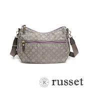 russet經典系列緹花布撞色拉鍊斜背包 灰/灰
