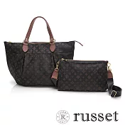 russet經典系列緹花布OYAKO多功能子母2way包 深灰/粉