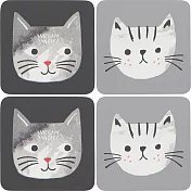 《NOW》木質杯墊4件(貓咪)