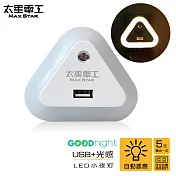 【太星電工 】Good night USB光感LED小夜燈/暖白光 ZA201L 暖白光