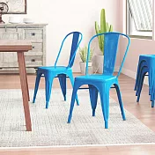 [E-home]Sidney希德尼工業風金屬高背餐椅-藍色