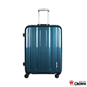 【CROWN 皇冠】26吋 滑順大輪 大容量 箱面手把 鋁框箱(大容量 超輕量 鋁框箱 行李箱)珠光檳藍