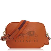 COACH 鵝卵石皮革壓印 / 雙層大款 / 相機斜背包橙色