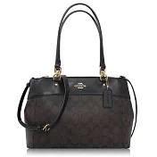 COACH 經典 PVC / 中款 / 斜背兩用包深咖啡