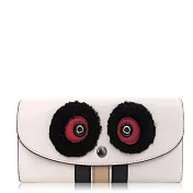 COACH 十字紋皮革 / 立體熊貓 限定 / 信封式長夾白色