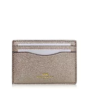 COACH 十字紋皮革 / 證件 識別卡夾玫瑰金